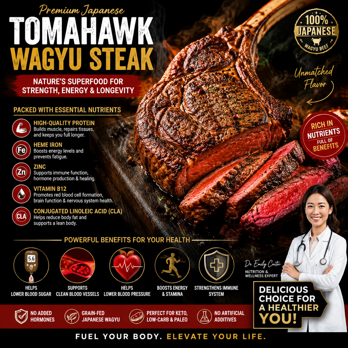 Premium Japanese Wagyu Tomahawk Steak | Slow Roasted, Ultra Tender & Juicy-SUY