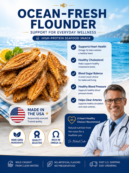 Wild‑Caught Crunchy Baked Alaska Flounder, Pure Natural Seafood Flavor-SUY