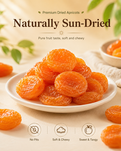 🍑 Naturally Sun-Dried Apricots – Plump, Pitted & Sweetly Chewy Fruit Snack-JY