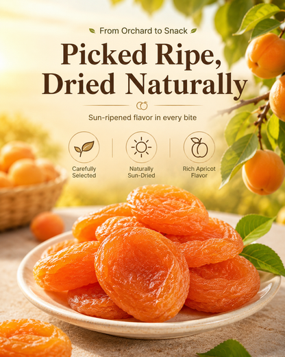 🍑 Naturally Sun-Dried Apricots – Plump, Pitted & Sweetly Chewy Fruit Snack-JY