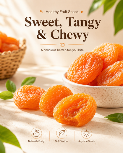 🍑 Naturally Sun-Dried Apricots – Plump, Pitted & Sweetly Chewy Fruit Snack-JY