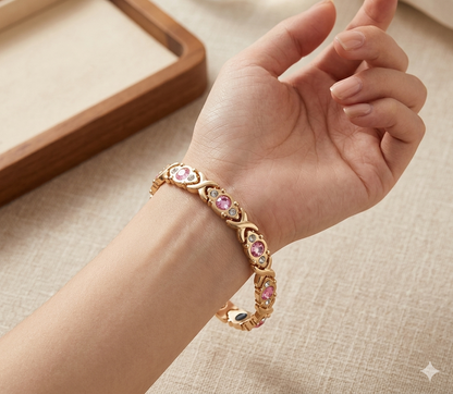 Energy magnet bracelet, eco-friendly alloy with diamonds, adjustable ladies' wristband-JY