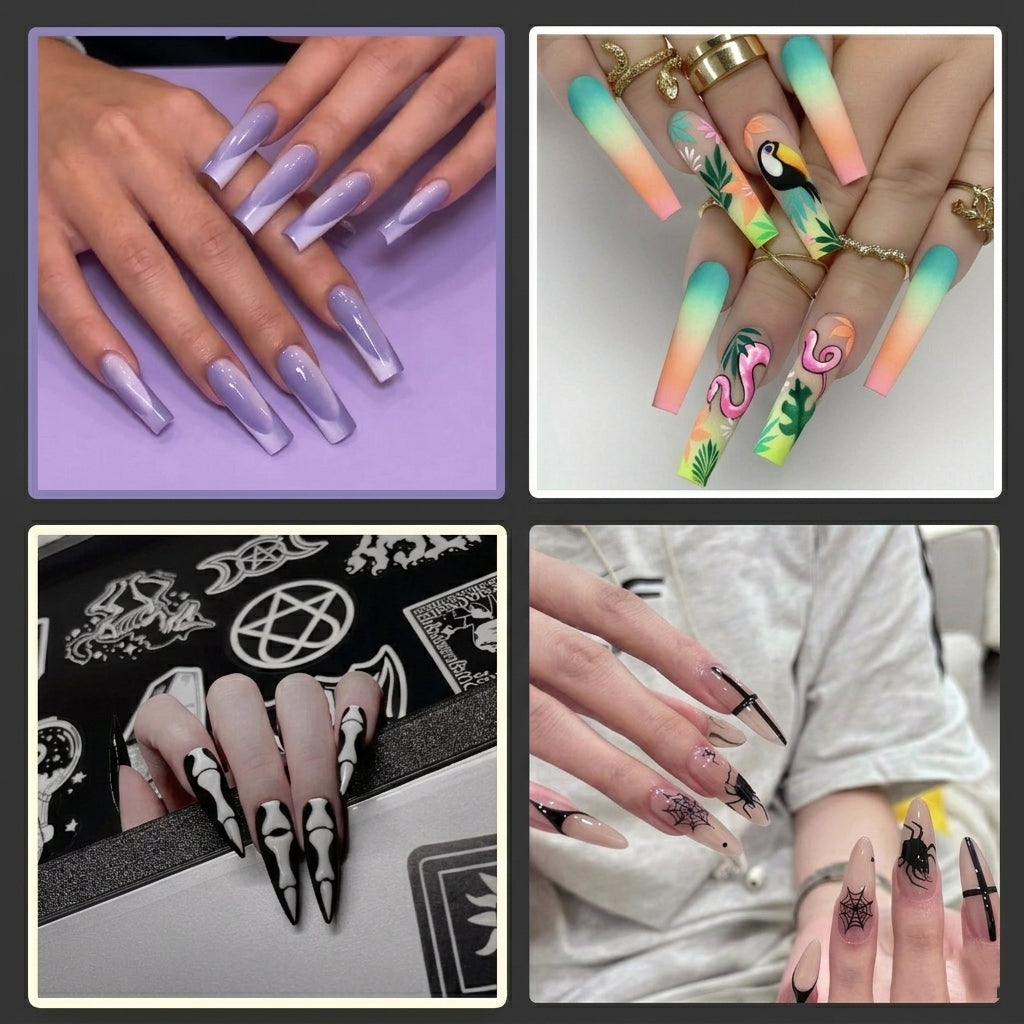 💅High-end press On Nails for Women, Reusable Glue-On Nails, ✨Easy DIY Manicure at Home-XXS