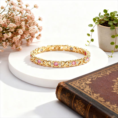 Energy magnet bracelet, eco-friendly alloy with diamonds, adjustable ladies' wristband-JY