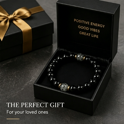 Obsidian & Black Tourmaline Bracelet - Manifestation & Protection Healing Crystal Beads Jewelry for Men & Women-JY