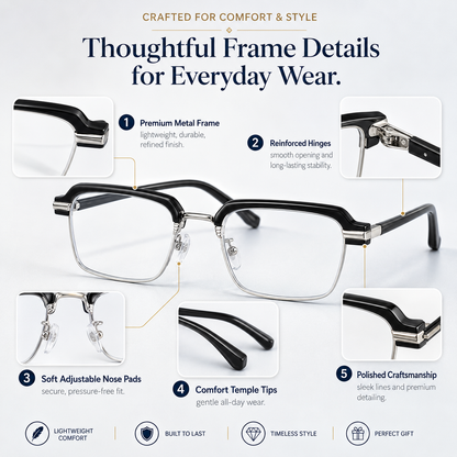 Stylish Photochromic Progressive Reading Glasses, Anti Blue Light Transition Readers, Optional Diopters & 2 Frame Colors for Seniors-III