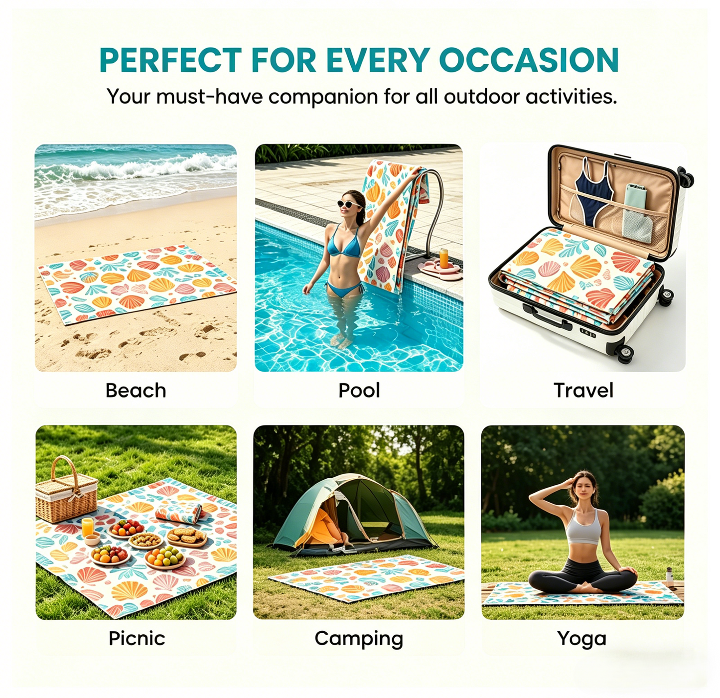 🌴 Summer Travel 2-in-1 Beach Towel Bag, Portable Foldable for Pool & Camping-WBJ