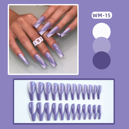 💅High-end press On Nails for Women, Reusable Glue-On Nails, ✨Easy DIY Manicure at Home-XXS